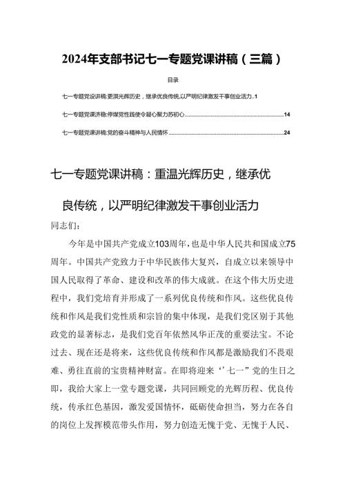 2024年支部书记七一专题党.docx