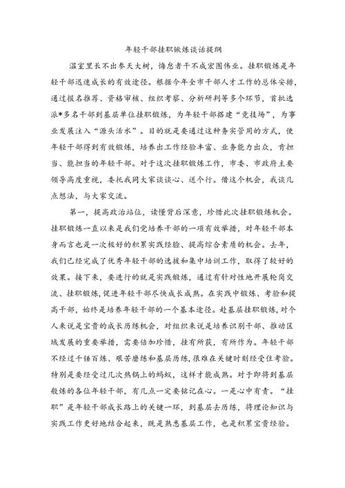 年轻干部挂职锻炼谈话提纲.docx