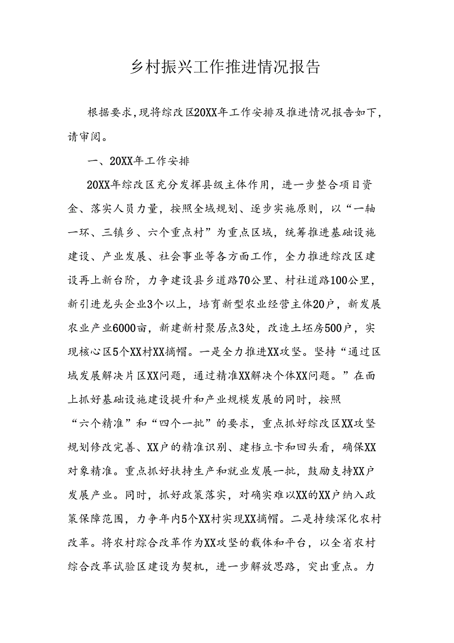 乡村振兴工作推进情况报告.docx_第1页