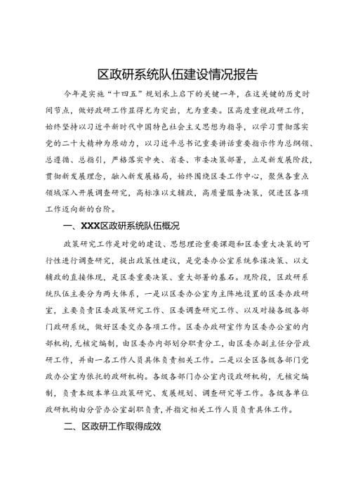 区政研系统队伍建设情况报告.docx
