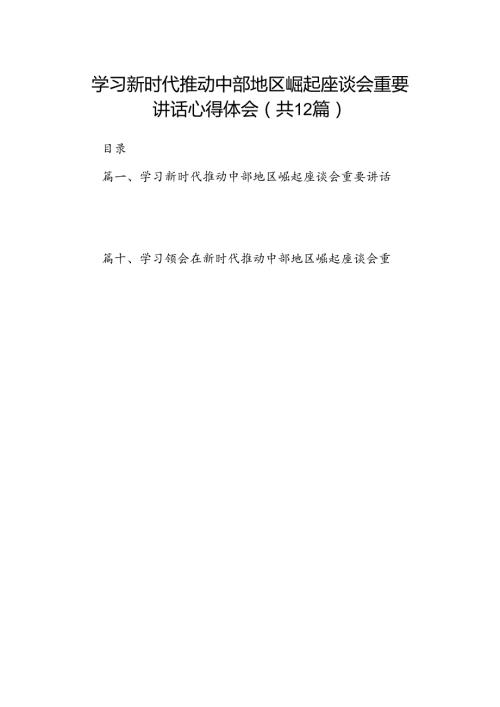 学习新时代推动中部地区崛起座谈会重要讲话心得体会【12篇】.docx