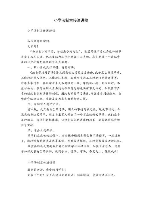 小学法制宣传演讲稿.docx