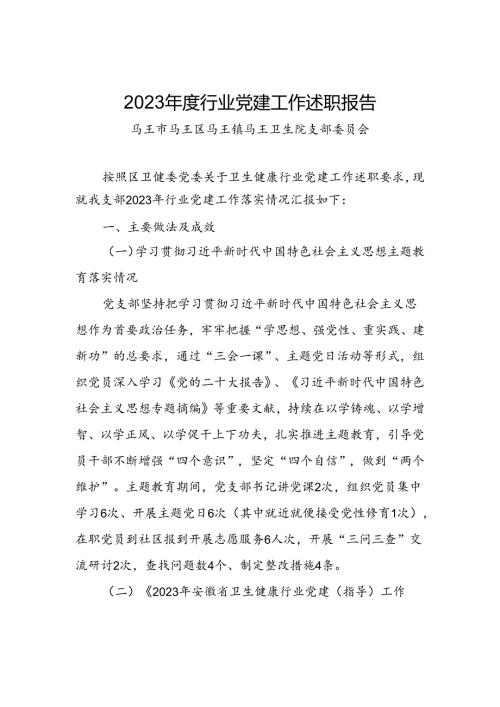 2023行业党建工作述职报告.docx