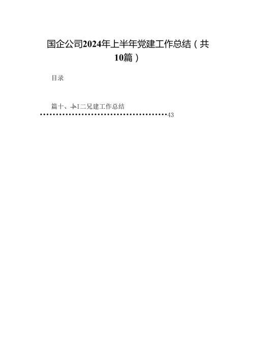 国企公司2024年上半年党建工作总结十篇（精选）.docx