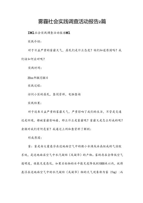 雾霾社会实践调查活动报告2篇.docx