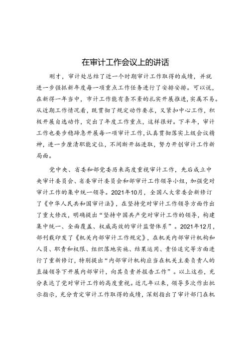 在审计工作会议上的讲话(2).docx