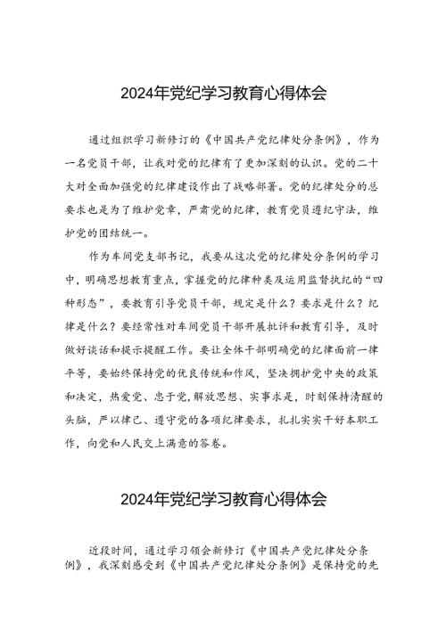 2024年党纪学习教育关于学习中国共产党纪律处分条例2024版的心得体会心得(十五篇).docx