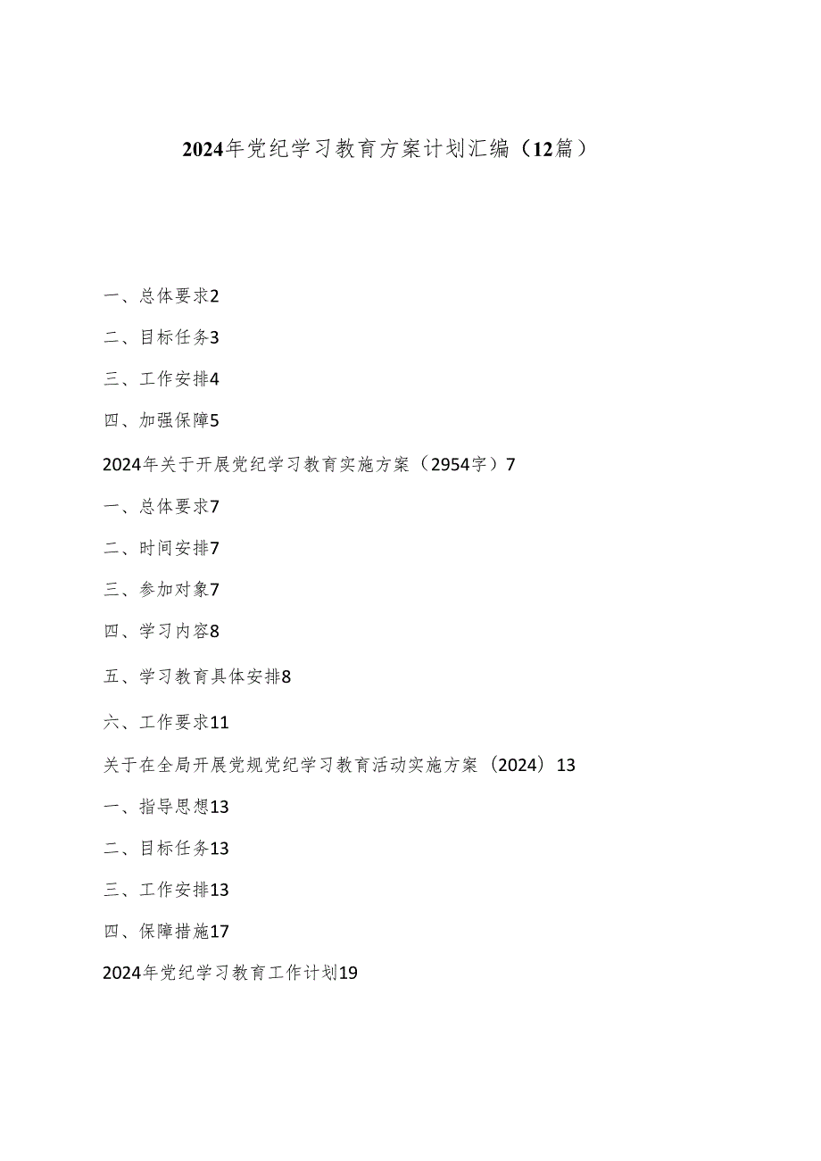 （12篇）2024年党纪学习教育方案计划汇编.docx_第1页