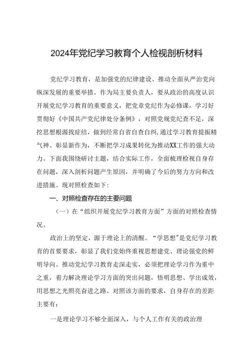 2024年党纪学习教育专题民主生活会党员干部检视问题对照检查发言材料13篇.docx