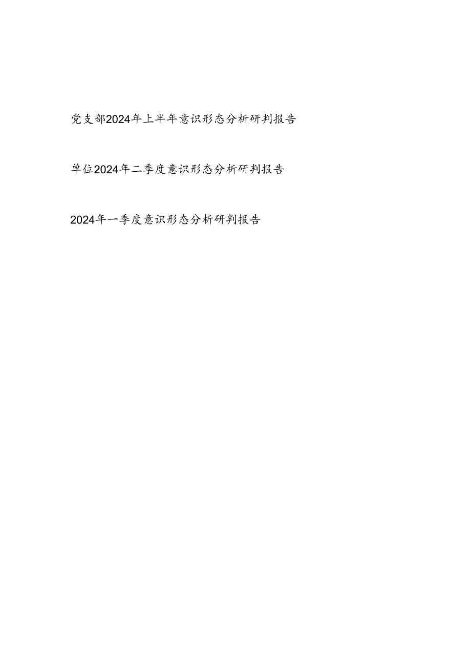单位党支部2024年上半年第一二季度意识形态分析研判报告共3篇.docx_第1页