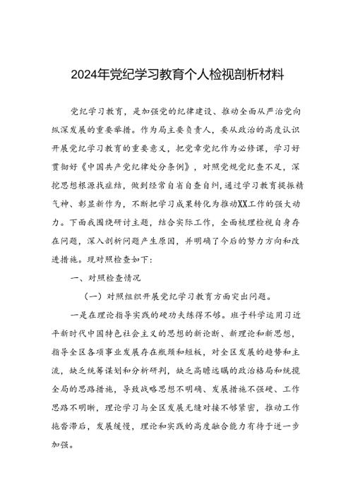2024年党纪学习教育个人检视突出问题对照检查剖析发言提纲十五篇.docx
