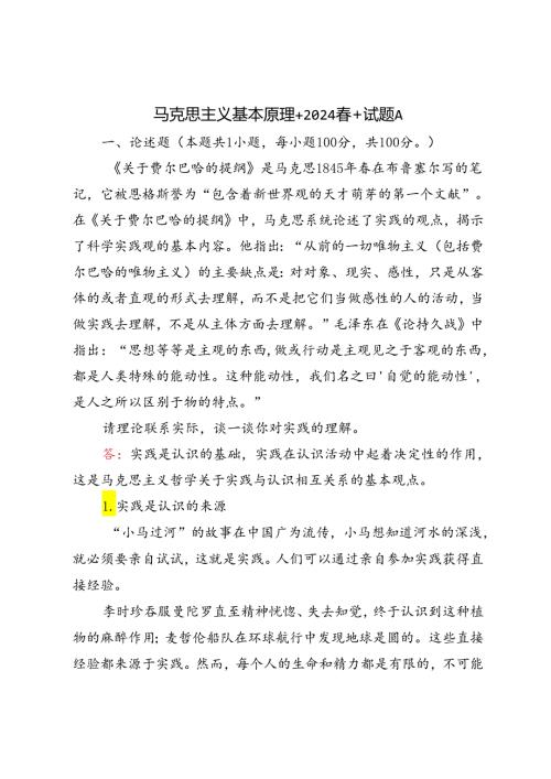 2024年期试卷请理论联系实际谈一谈你对实践的理解.docx