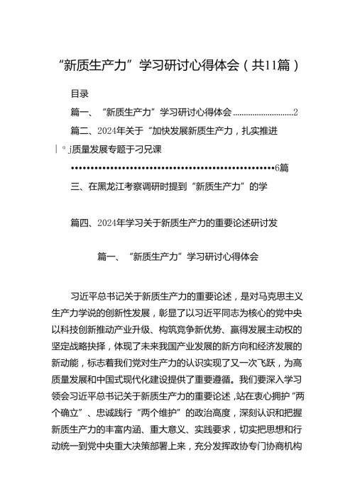 （11篇）“新质生产力”学习研讨心得体会汇编.docx