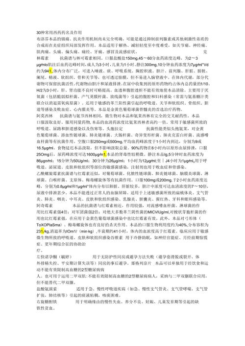 30种常用西药药名及作用.docx