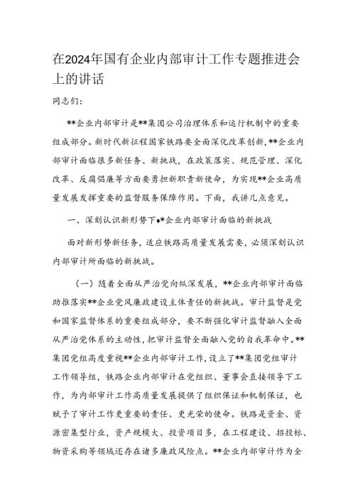 在2024年国有企业内部审计工作专题推进会上的讲话(2).docx