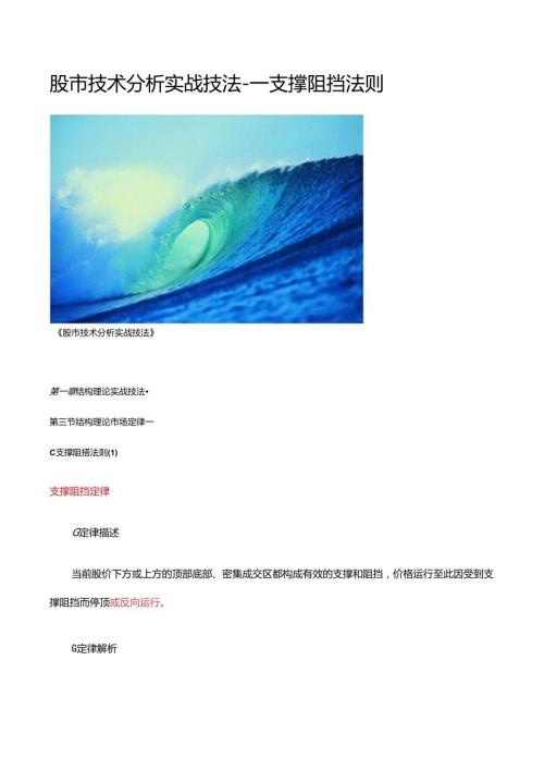 股市技术分析实战技法支撑阻挡法则.docx