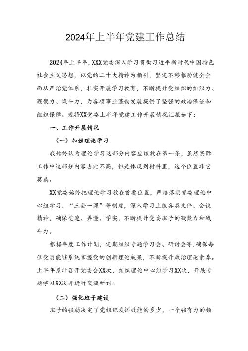 2024年《上半年党建》工作总结汇报 （3份）87.docx