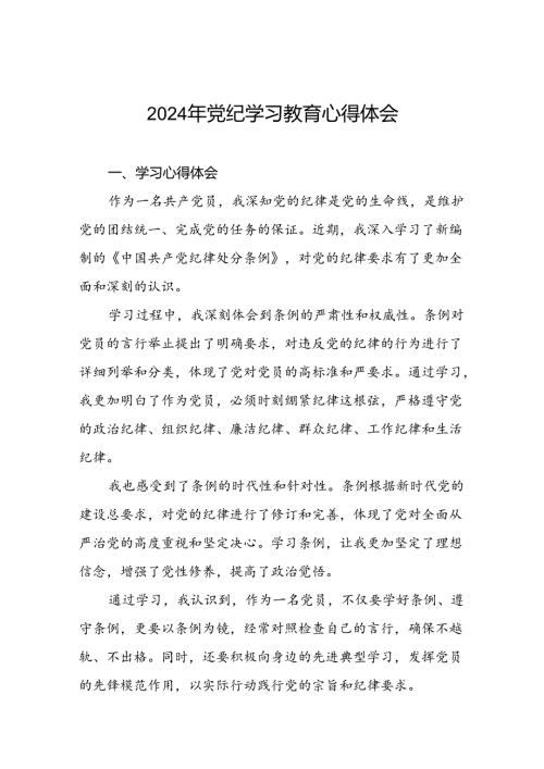 2024年党纪学习教育读书班上交流发言7篇.docx