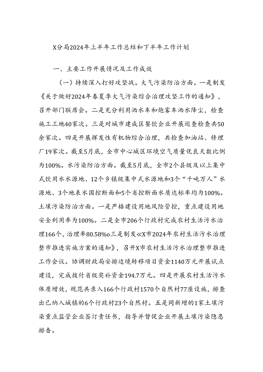 X分局2024年上半年工作总结和下半年工作计划.docx_第1页