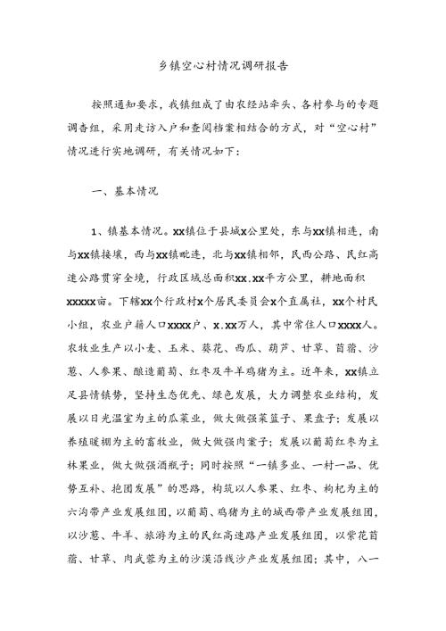 乡镇空心村情况调研报告.docx