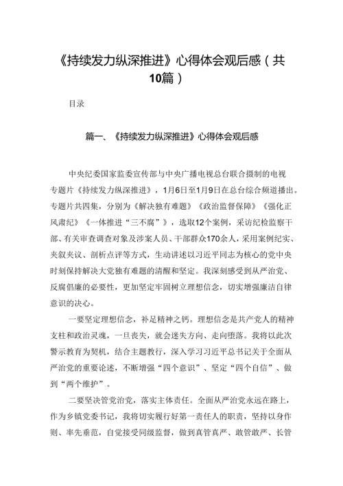《持续发力纵深推进》心得体会观后感(精选10篇).docx