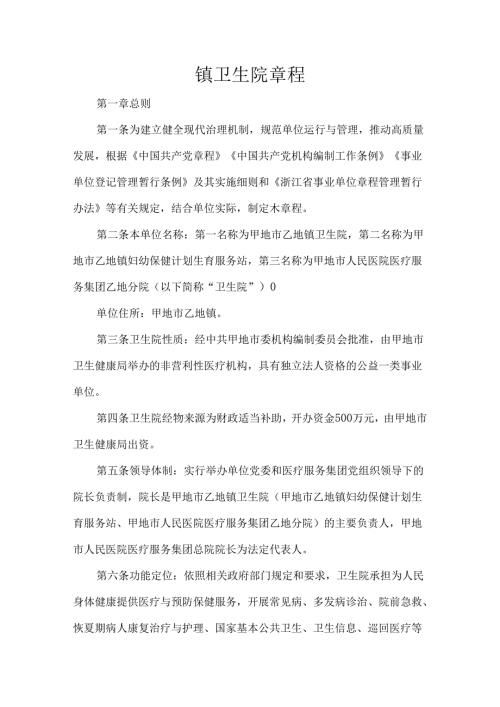 镇卫生院章程.docx