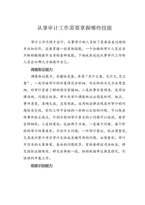 从事审计工作需要掌握哪些技能.docx