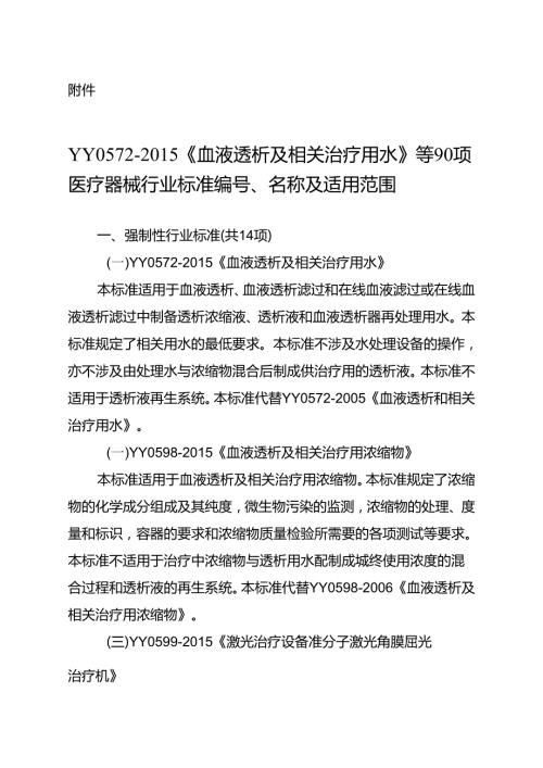 YY0572《血液透析与相关治疗用水》等标准[详].docx