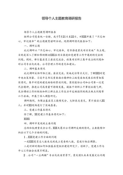 领导个人主题教育调研报告.docx