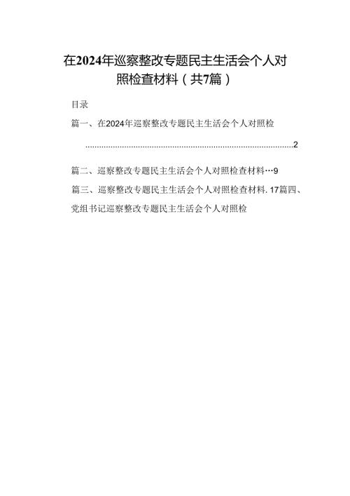 在2024年巡察整改专题民主生活会个人对照检查材料7篇（详细版）.docx