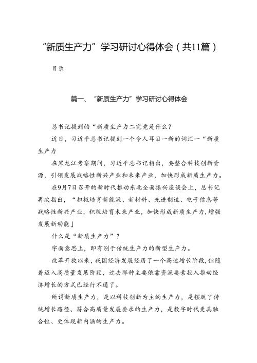 （11篇）“新质生产力”学习研讨心得体会(最新精选).docx