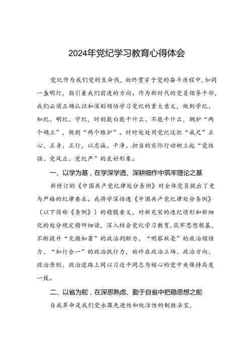 银行党员关于2024年党纪学习教育的学习心得体会四篇.docx