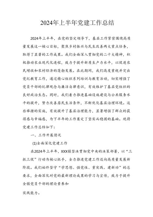 2024年《上半年党建》工作总结 合计4份.docx