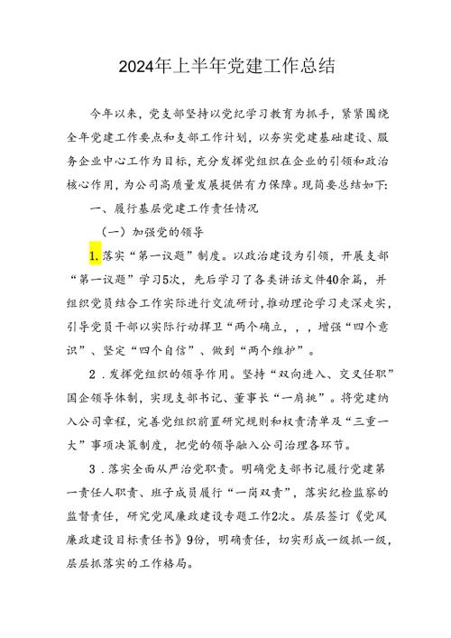 2024年《上半年党建》工作总结汇报 （5份）80.docx