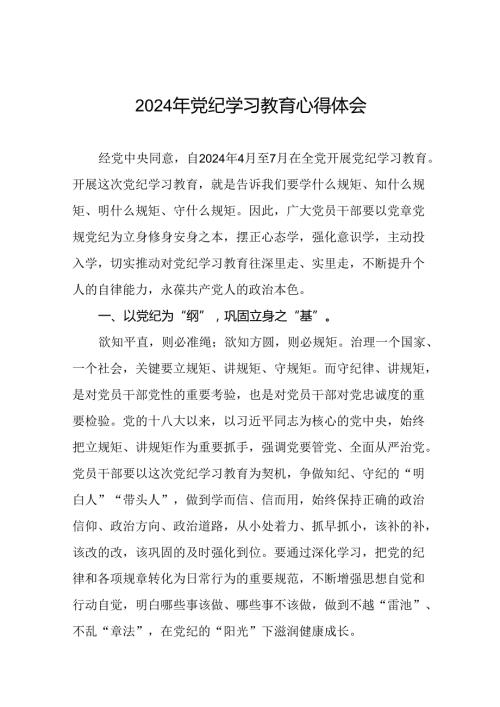 2024年党纪学习教育读书班研讨发言十八篇.docx