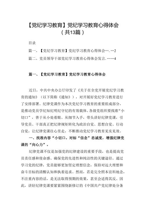 （13篇）党纪学习教育学习党纪党规专题讨论研讨发言提纲.docx
