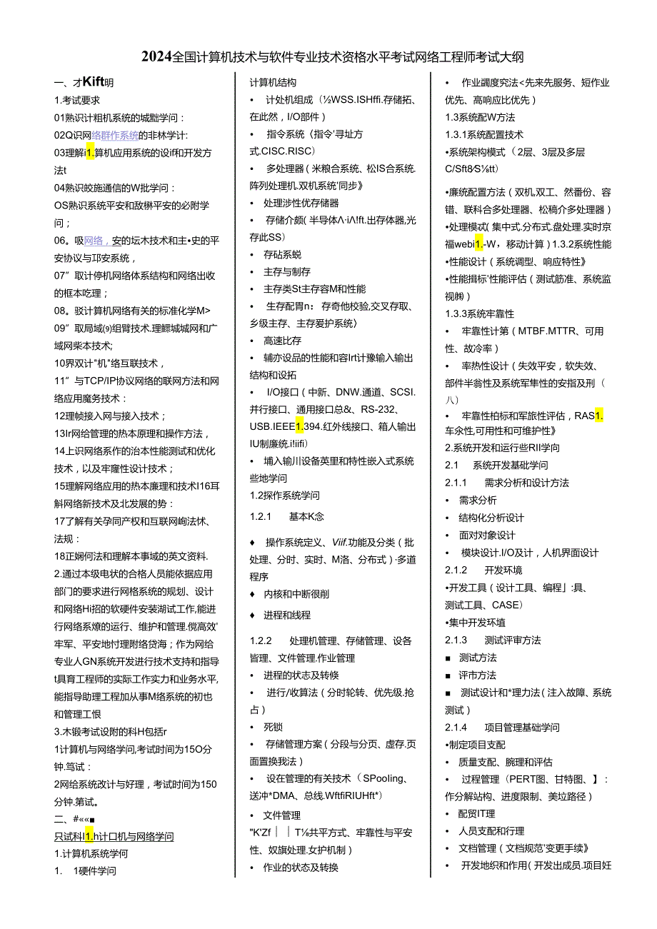 2024全国软考网络工程师考试大纲及知识点.docx_第1页