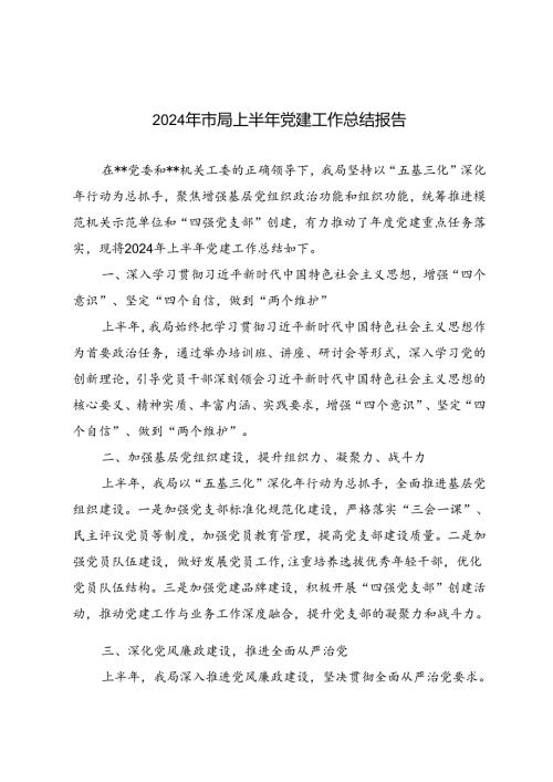 2篇 2024年市局上半年党建工作总结报告.docx
