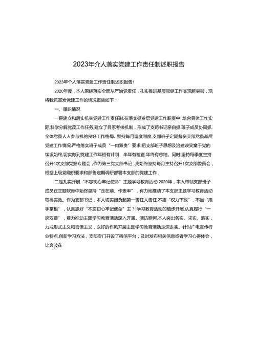 2023年个人落实党建工作责任制述职报告.docx