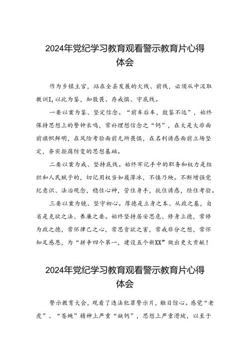 2024年机关干部关于党纪学习教育观看警示教育专题片的心得感悟二十七篇.docx