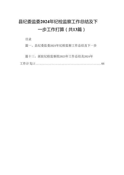 县纪委监委2024年纪检监察工作总结及下一步工作打算13篇（详细版）.docx