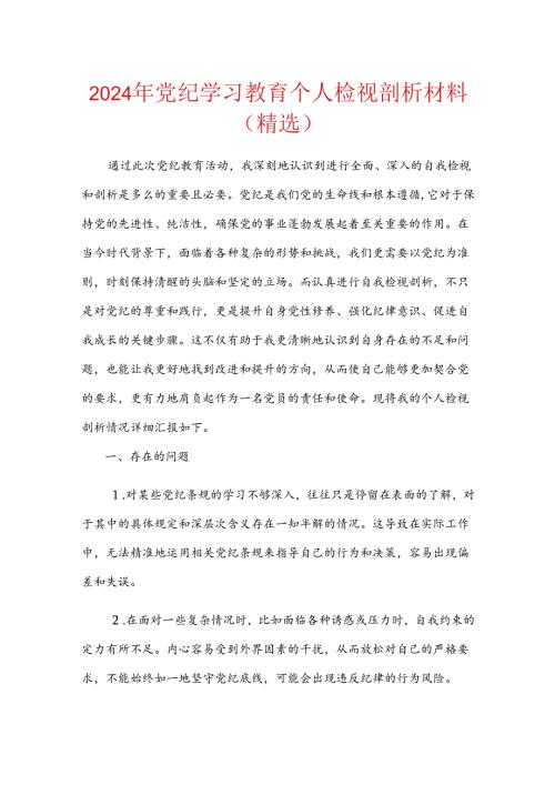 2024年党纪学习教育个人检视剖析材料.docx