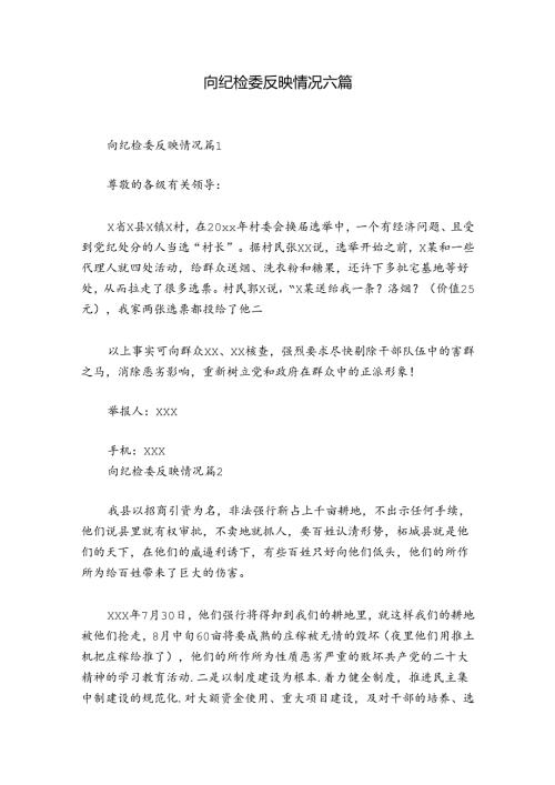 向纪检委反映情况六篇.docx