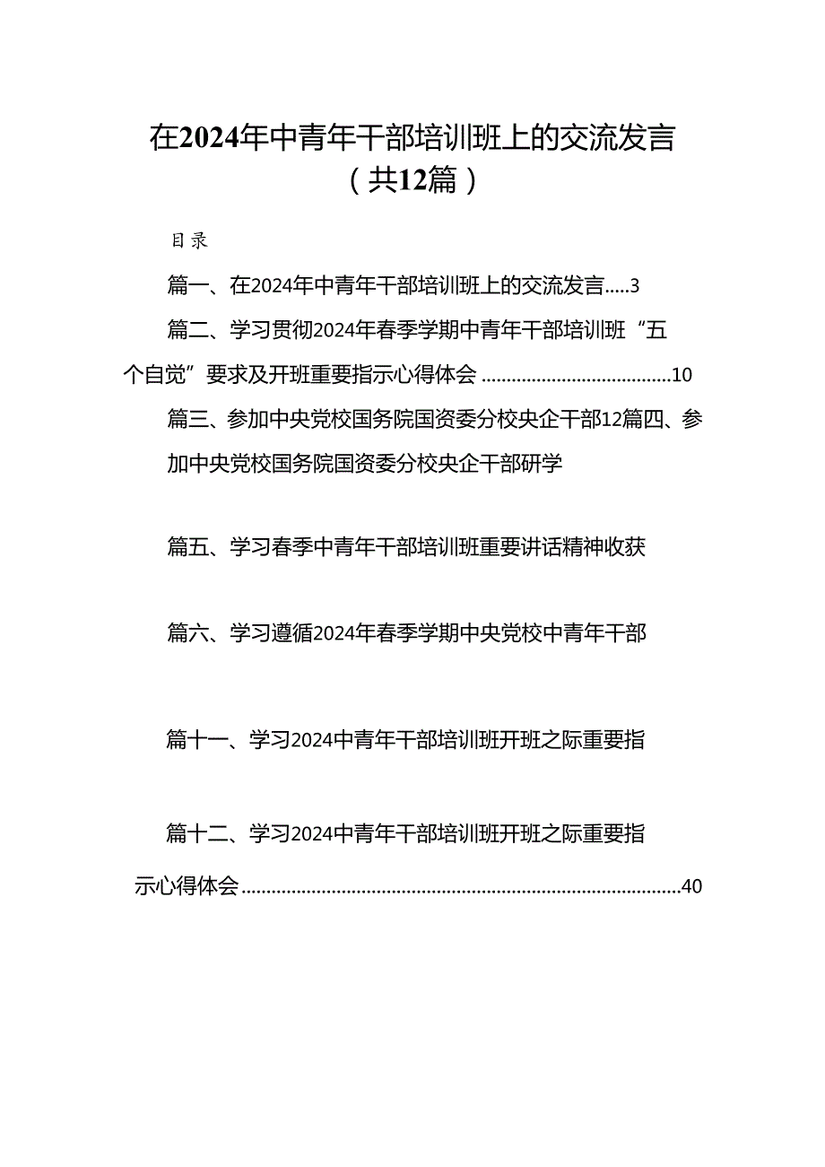 在2024年中青年干部培训班上的交流发言（共12篇）.docx_第1页