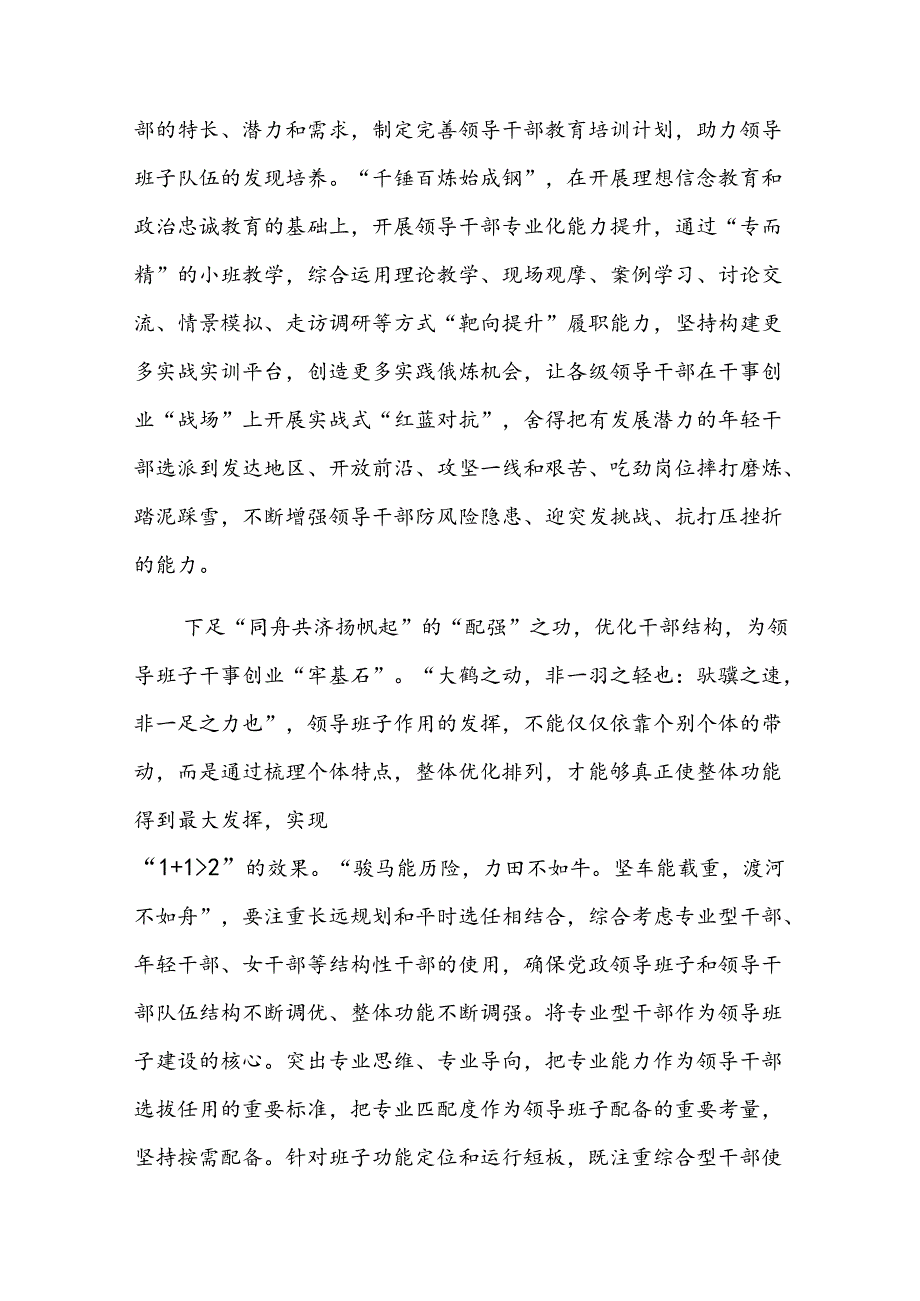 深入学习贯彻全国党政领导班子建设规划纲要（2024—2028年）心得体会研讨发言材料6篇.docx_第2页