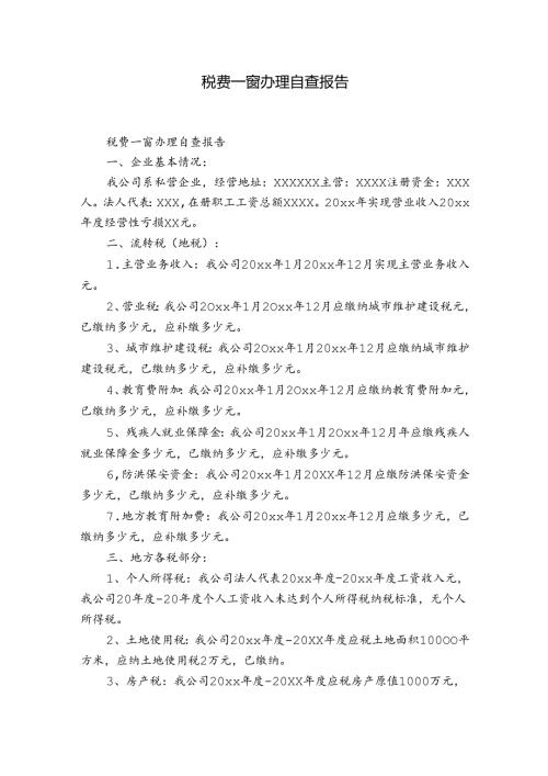 税费一窗办理自查报告.docx