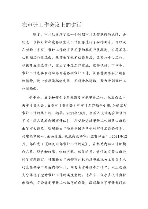 在审计工作会议上的讲话(1).docx