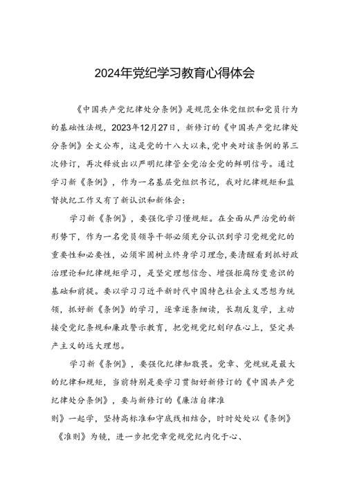 2024年党纪教育专题学习心得体会发言稿十八篇.docx