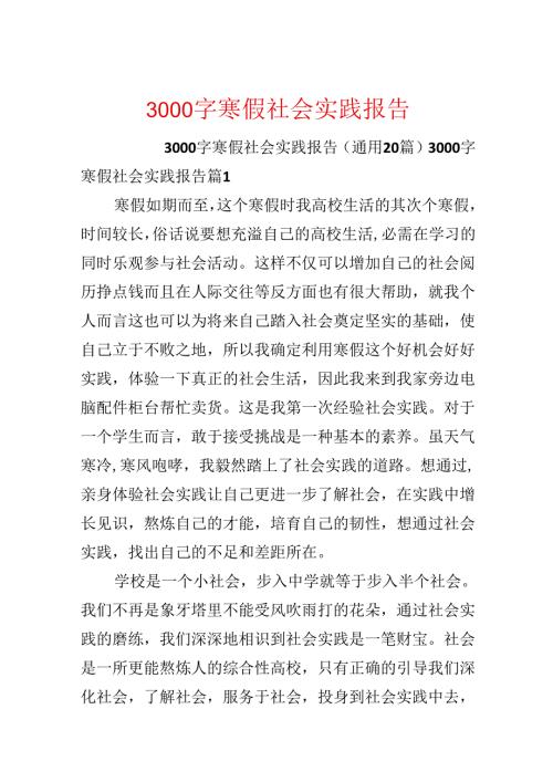 3000字寒假社会实践报告.docx