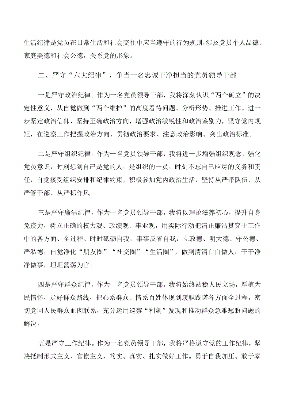 2024在学习贯彻廉洁纪律工作纪律等“六项纪律”心得体会、研讨材料.docx_第2页